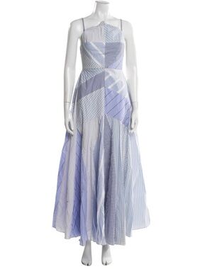 Christopher John Rogers Light Blue Patchwork Maxi Dress